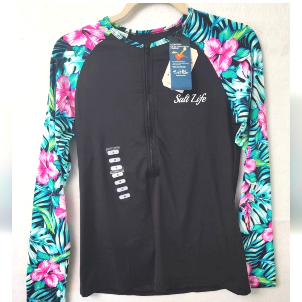 Salt Life Blue Hawaiian‎ Youth Long Sleeve With Zipper Size Medium SLJ6034